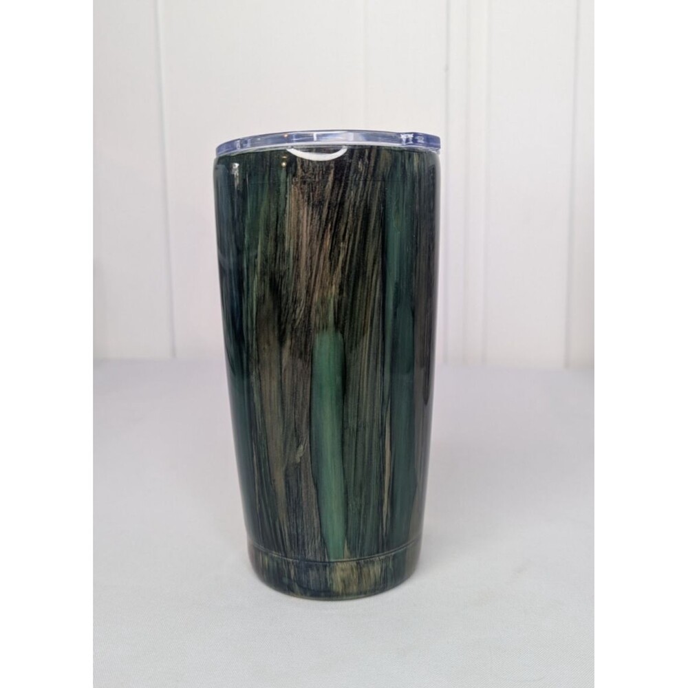 Woodgrain Tumbler - Handmade, Painted, Resin, Brown, Green, Gift Idea, 20 oz
